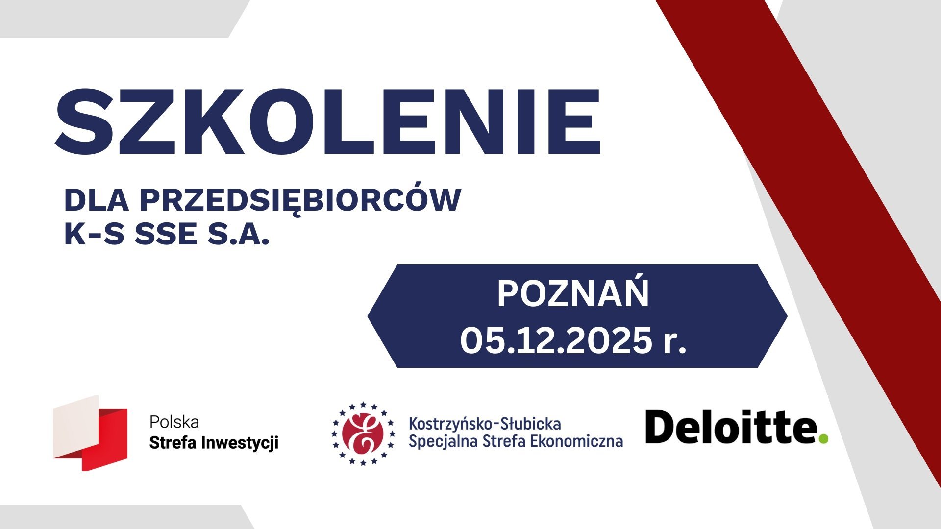 SZKOLENIE DLA PRZEDSIĘBIORCÓW K-S SSE S.A. - Poznań 05.12.2025